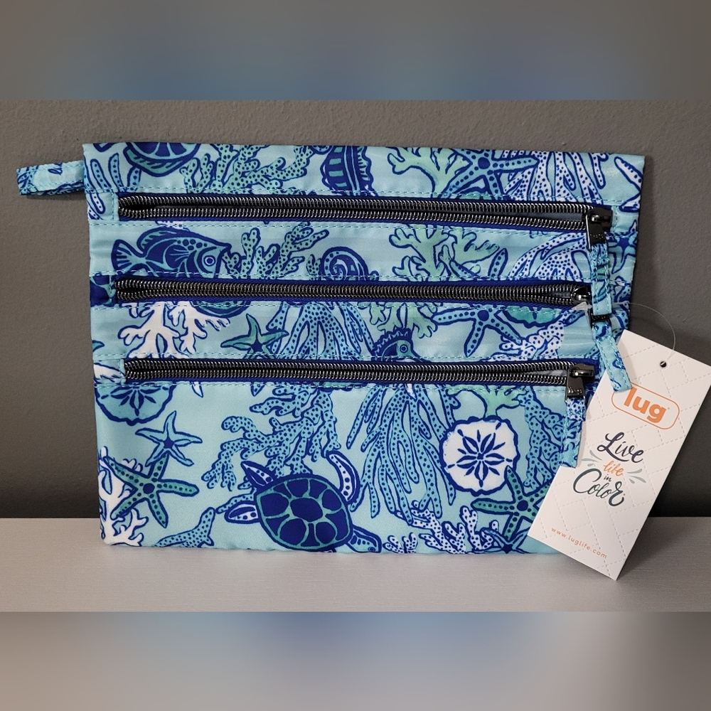 NWT LUG 3 Zip Pouch (Kickline Sealife Blue) Set Of 2